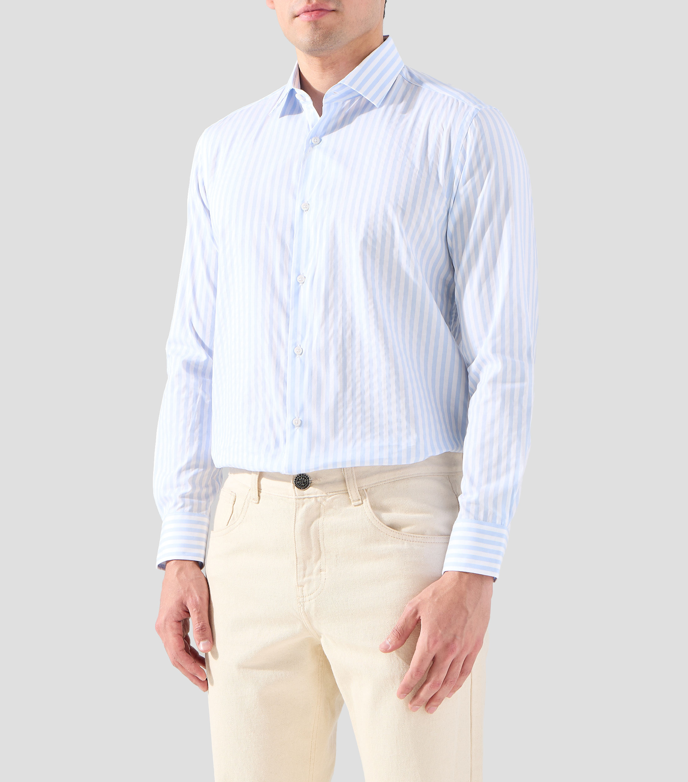 Camisa de vestir a rayas manga larga Hombre